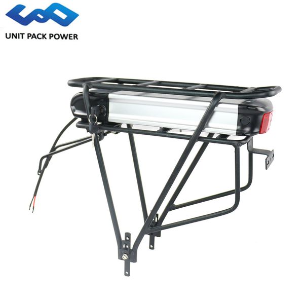 UPP Electric Bike Battery 36V 10Ah Lithium Rear Rack pack with Tail Light for 500W 350W 250W motor