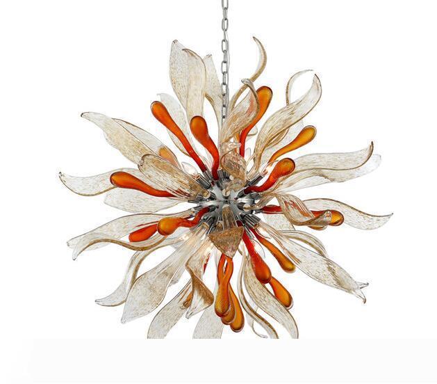 Italy Design Flower Blown Glass Chandelier, Colored Art Chandelier Murano for Villa Stair Office House Ceiling Decoration