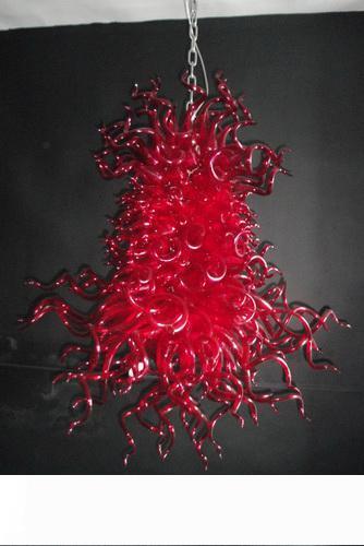 Free Shipping AC Led Bulbs 120v 240v Western Contemporary Europe Style Modern Red Crystal Hotel Chandeliers