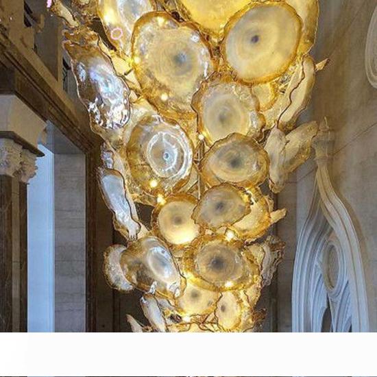 Hallway Golden Flower Chandelier Light LED Saving Light Source Murano Glass Plates Art Chandelier Lamps Arab Crystal Chandelier