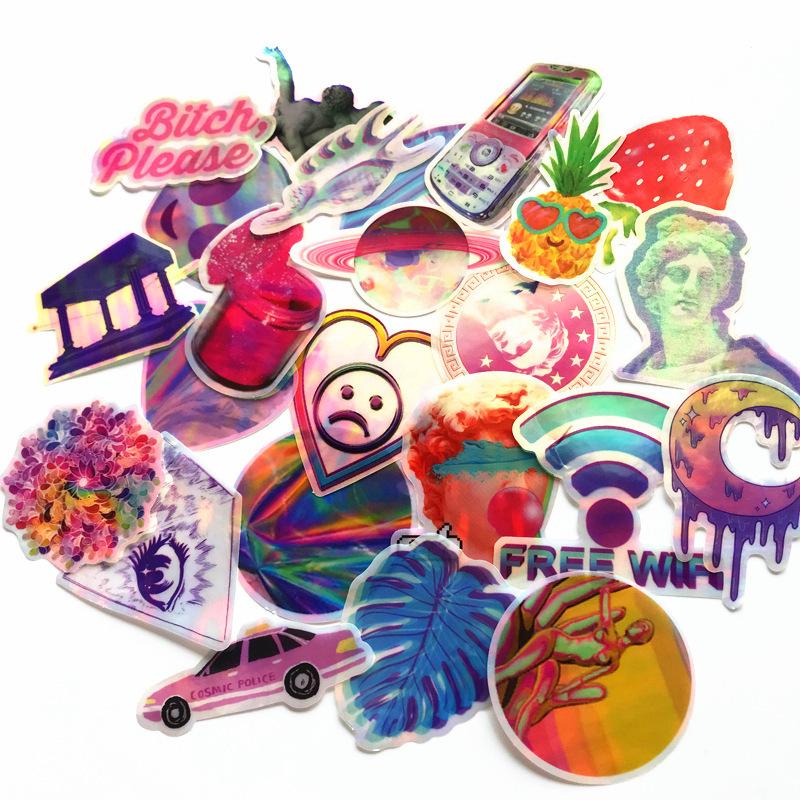 5 Sets = 250PCS Colorful Stickers Colorful Trolley Case Notebook PVC Waterproof Stickers
