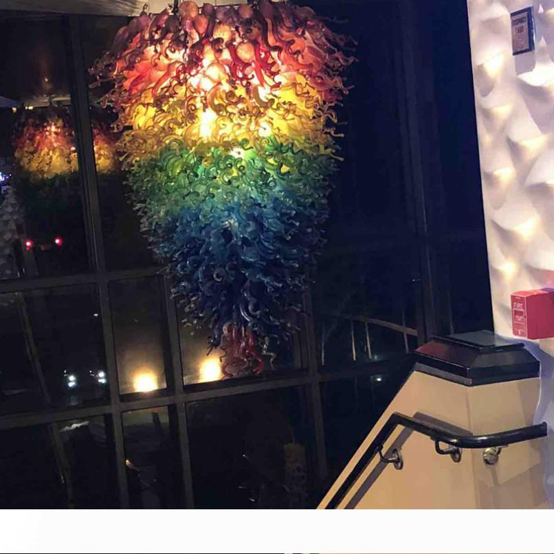 Nordic Style Hand Blown Glass Chandelier LED Bulbs Italy Glass Art Chandelier Lighting Rainbow Color Hanging Glass Pendant Lights