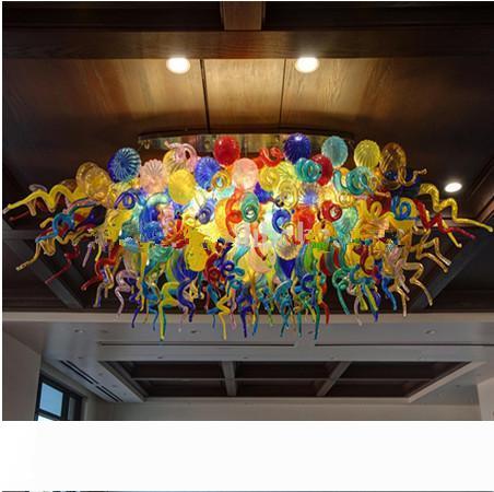 Creative Round Ceiling Light Banquet Hall of the Hotel Office Custom Engineering Crystal Light Colorful Murano Glass Chandelier Lighting