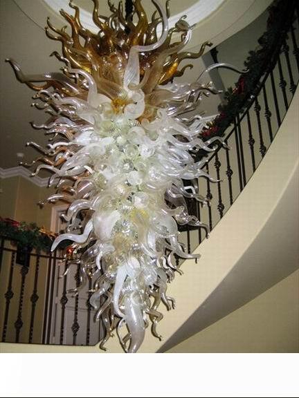 Free Shipping AC Led Bulbs 110v 240v Handicraft Unusual Design Decorative Blown Glass Lighting Chain Hanging Chandelier