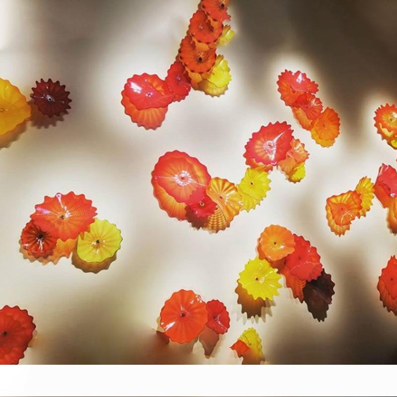 RED Yellow Custom Wall Mounted Colours Plates Decorative Art Glass Wall Plates Diameter 25-45cm Free Shipping