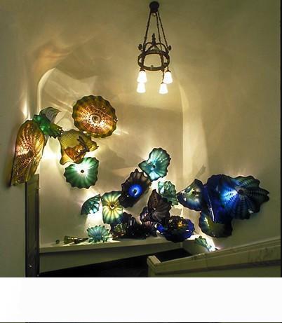 Modern Style Wall Art Handmade Murano Glass Home Stair Corner Wall Plates Colored Blown Glass Wall lamp