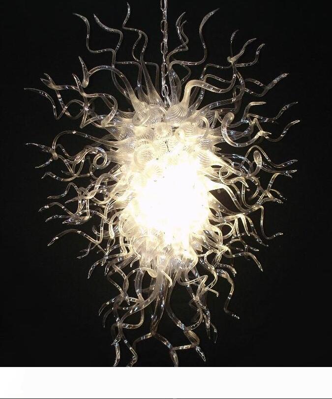 Simple Design High Ceiling Modern Home Decorative Clear Glass Chandelier LED Bulbs Modern Hand Blown Glass Large Big Chandeliers Light