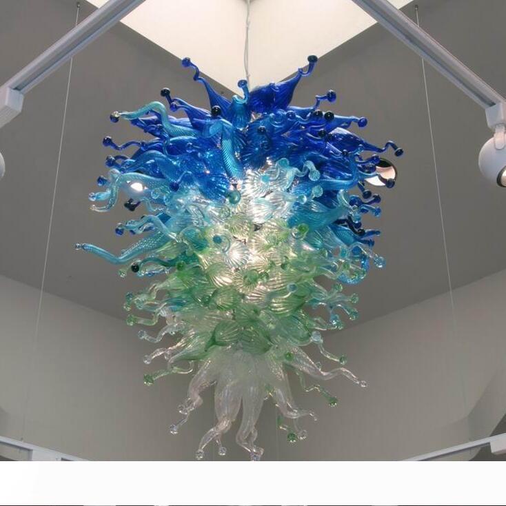 Villa Art Decorative Crsytal Chandelier High Ceiling Lights Modern Colored Glass Chandelier LED Bulbs Modern Hand Blown Glass Chandeliers
