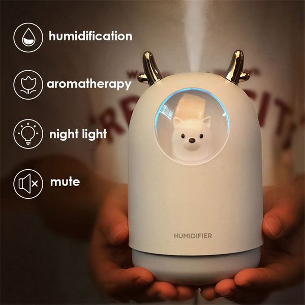 mini White Bear Humidifier Cute Pet Diffuser 300ml USB mini Diffuser For Home Office Mist Maker Creative Gifts