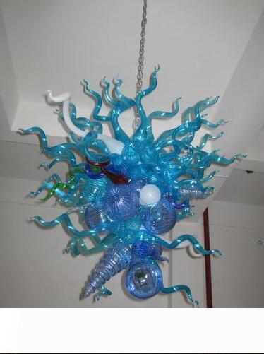 Free Shipping 110v 120v LED Bulbs Retro Blue Colored Artistic Hanging Cute Modern Moroccan Chandelier Crystal