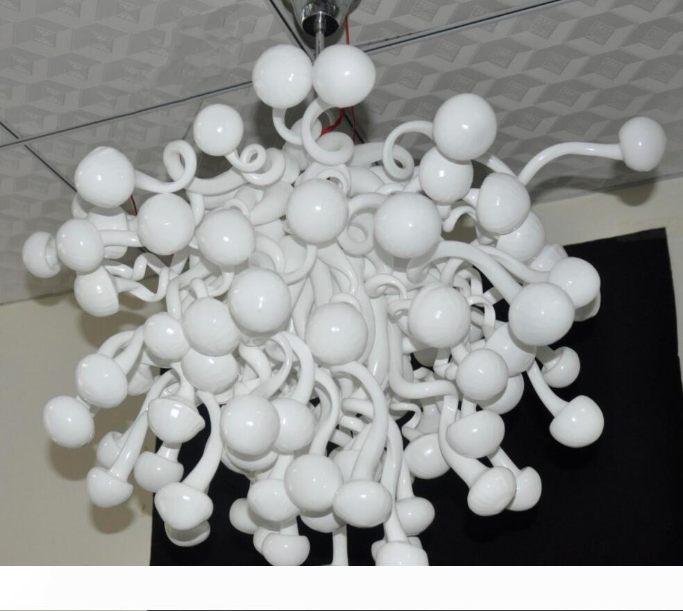 Free Shipping AC Led Bulbs 110v 240v 100% Mushroom Hotel Art Deco Hand Blown Glass Chandelier White
