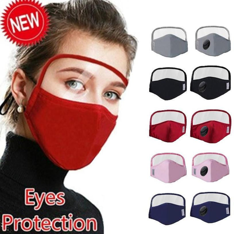 In Stock ! Fast Shipping New Designer Face Mask With Eye Shield Washable 2 Layers Cotton Facemask With Slot People Protective Mask