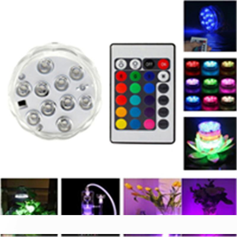 10 LED Submersible Candle Lamp Remote Control RGB Floral Vase Base Waterproof led lights for Wedding Birthday Party Decoration