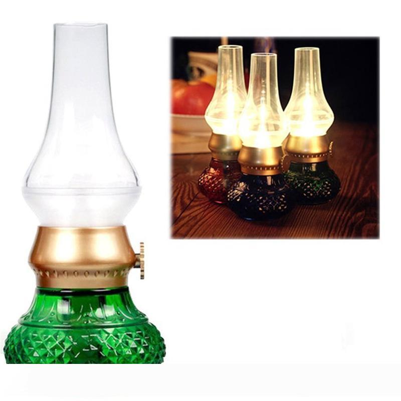 LED USB Rechargeable Blow Light Retro Classic Blowing Control Kerosene Lamp Dimmable Bedside Desk Night Light Lamp