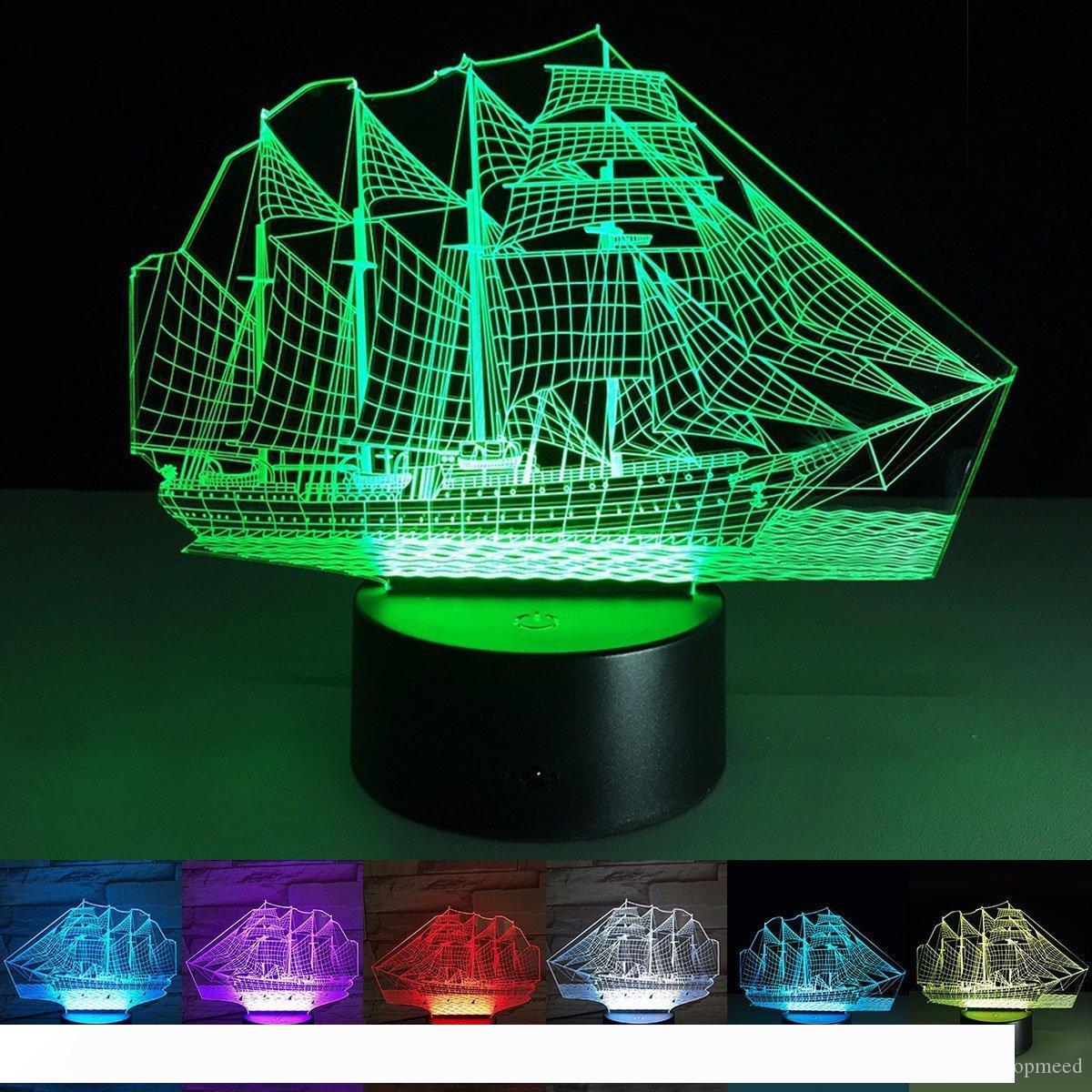 3D Optical Illusion Touch Night Light LED Desk Lamp Art Piece with 7 changing Colors, USB Powered