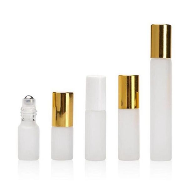 10ml 5ml 3ml Perfume Roll On Glass Bottle Frosted Clear with Metal Ball Roller Essential Oil Vials