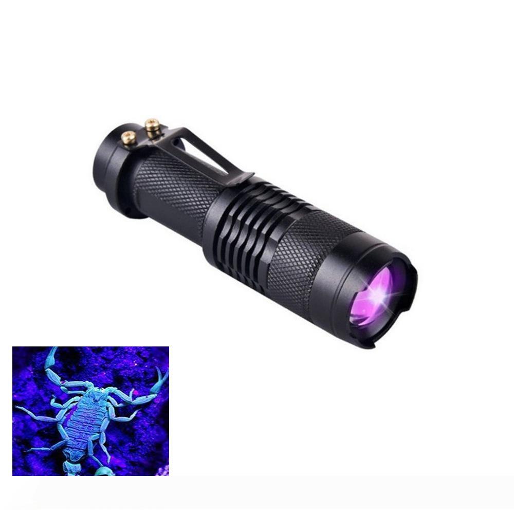 Portable Blu-ray 365nm LED Flashlight Mini Focus Tactics Multifunction 3 Mode Black Transform Focal Length Black