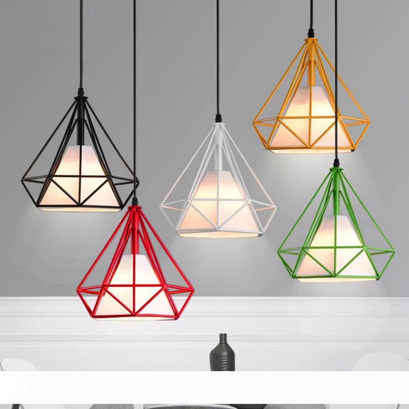 Hot Wholesale Nordic loft vintage industrial wine bar three iron art dining chandelier study diamond creative personality lamps and lanterns