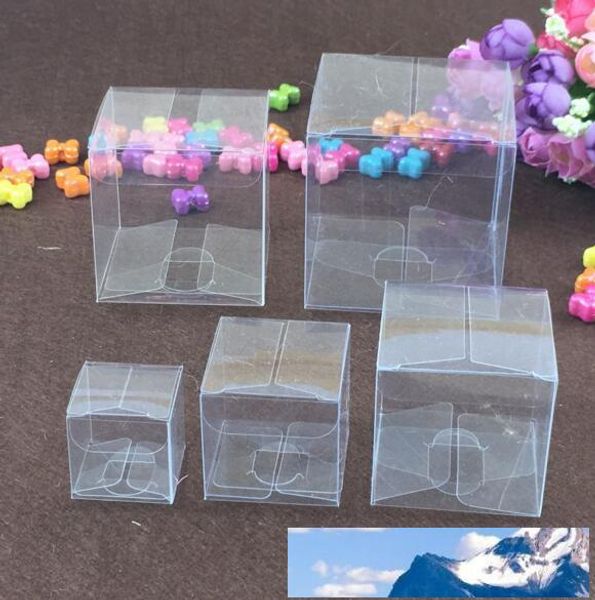 Free Ship 50pcs Square Plastic Clear PVC Boxes Transparent Waterproof Gift Box PVC Carry Cases Packaging Box For jewelry-Candy-toys-Cake