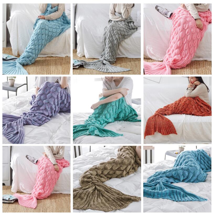 Mermaid blankets fish tail scale knitting wool blanket Fish-scale knitteds tails sblanket children&#039;s