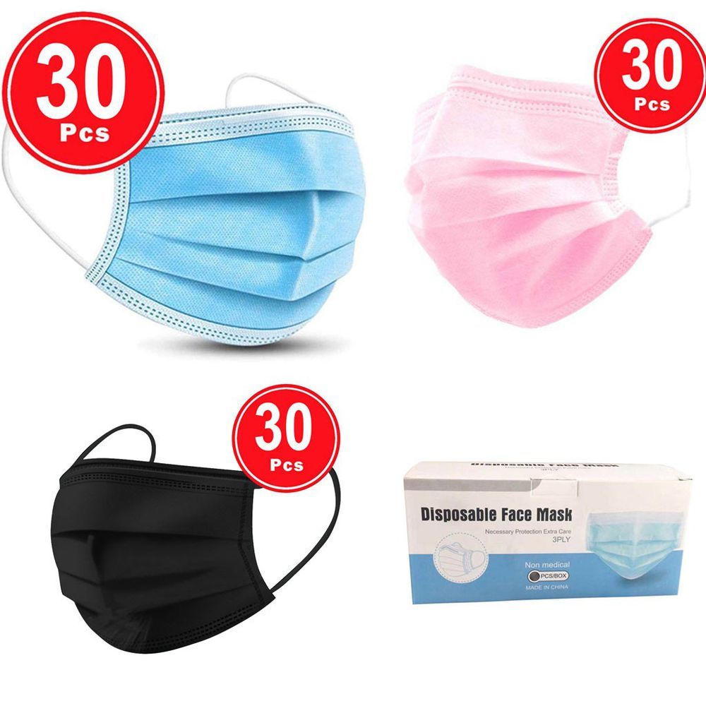 30PC Disposable Face Mask Industrial 3Ply Ear Loop