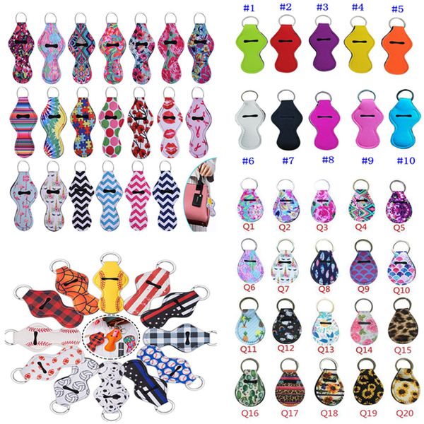 Party Favor Neoprene Hand Sanitizer Bottle Holder Keychain Bags 30ML 10.3*6cm Key Rings soap Bottles Lipstick set Eco-friendly color pattern
