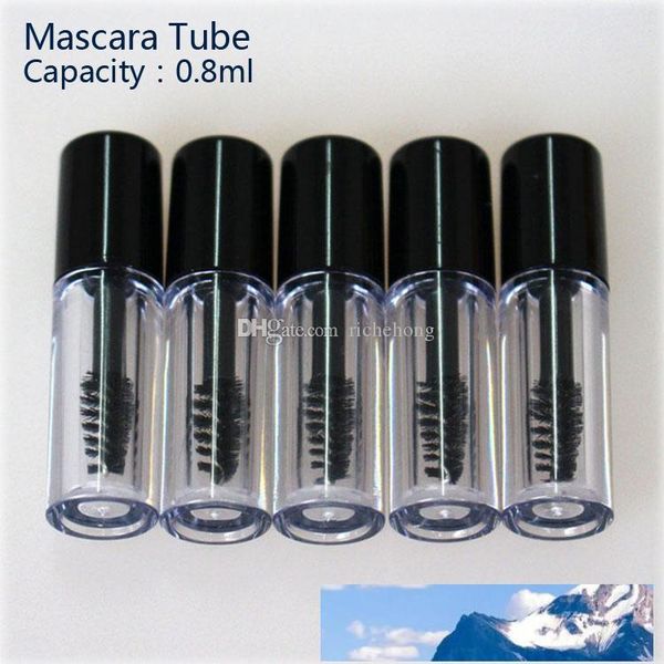 0.8ml Empty Mascara Tube Eyelash Cream Vial-Liquid Bottle Sample Cosmetic Container with Leak proof Inner Black Cap