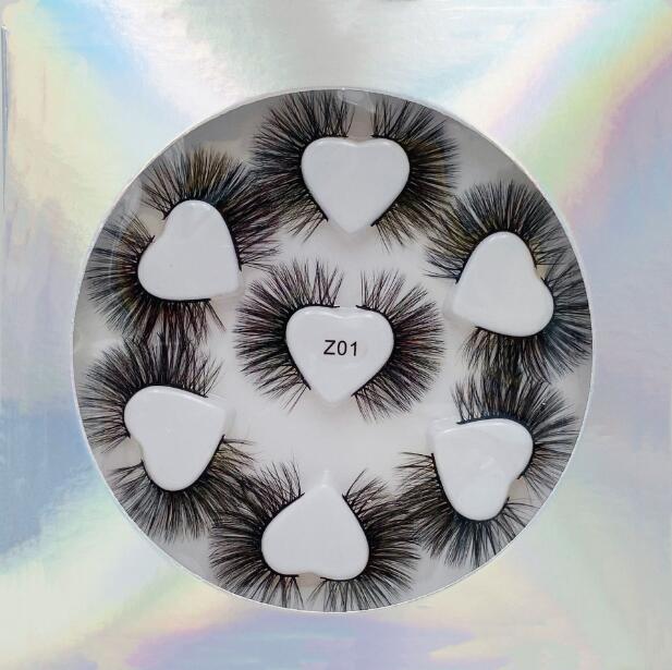 Handmade false eyelashes 7 pairs set mink fur hair natural thick fake lashes eye makeup accessory 10 models available DHL Free