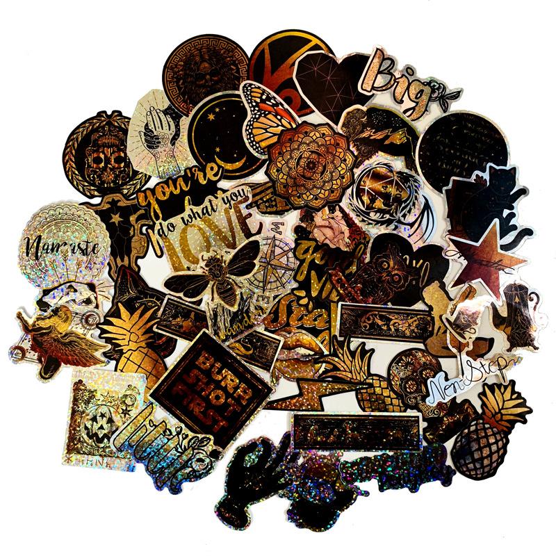 5 Sets = 250PCS Colorful Laser Stickers Refrigerator Electric Car Computer Waterproof Stickers