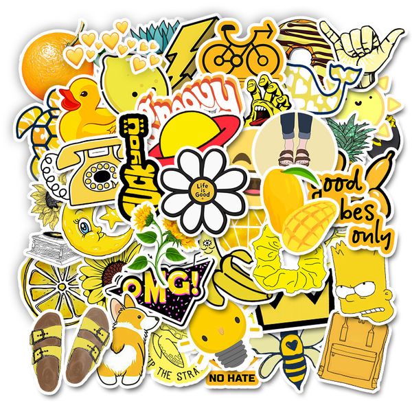 50pcs-Lot Hotsale Cute VSCO Yellow Stickers Waterproof Sticker For Kids Toys Laptop Luggage No Toys Laptop Luggage Notebook Car Decals