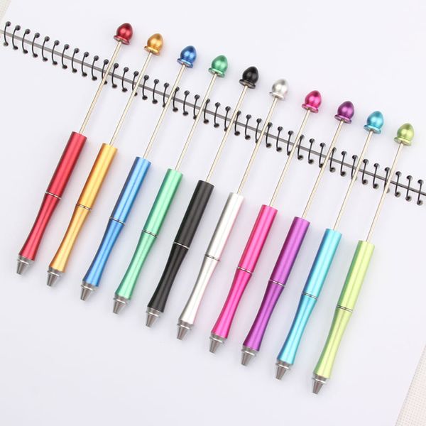 Creativity personalized add a bead beaded pen water drop head DIY beadable metal ball pen handcraft heart shape jewelry decorated pens