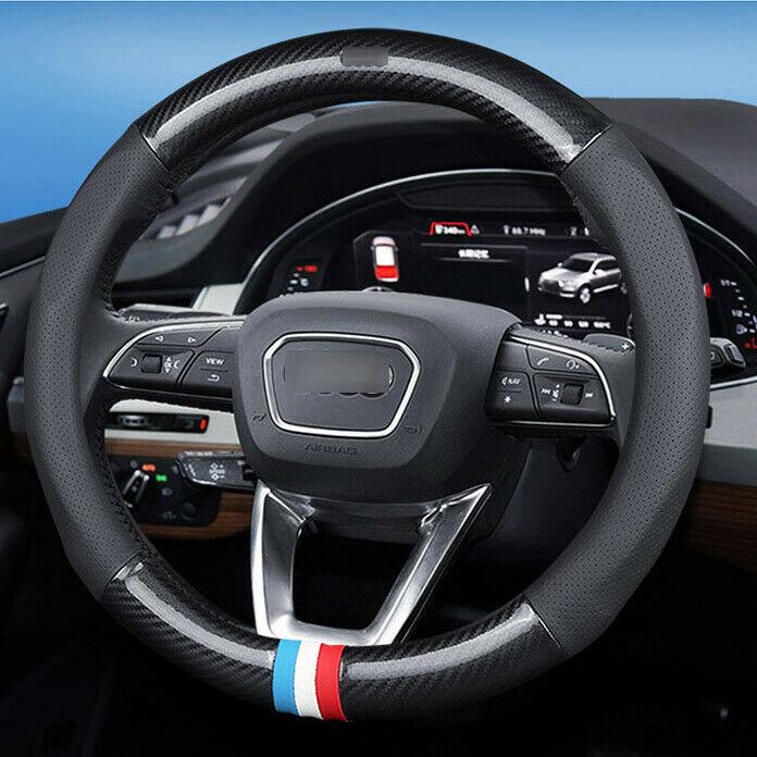 High Quality Car Non-slip black carbon fiber leather car steering wheel cover for Ford Kuga
