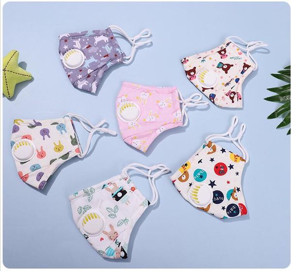 Kids Face Mask Cotton Cartoon Children Face Masks With Filter Breather Valve Anti Dust Masks Dustproof Protective Designer Masks FY9141