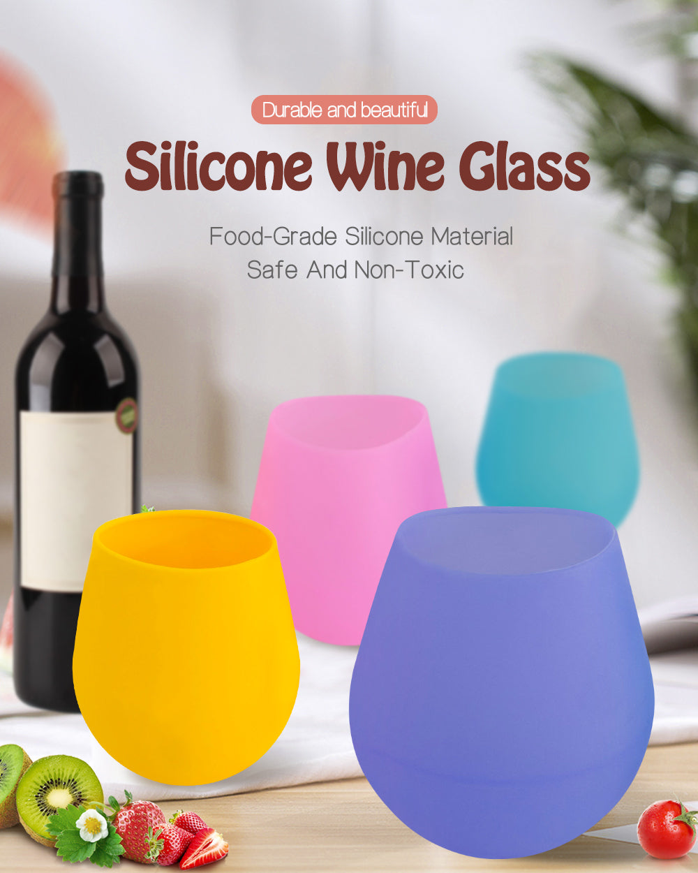 Wholesale Food Grade Silicone Drinking Cup 4pcs-set Portable Telescopic Wine Glass Folding Home Office Outdoor Travel Camping Drinking Glass