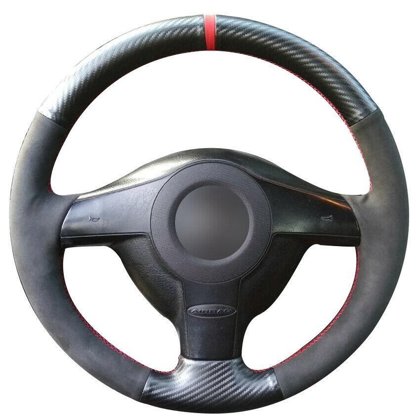 Custom Made DIY Anti Slip Carbon Fiber Black Suede Steering Wheel Cover for Volkswagen VW Golf 4 Passat B5