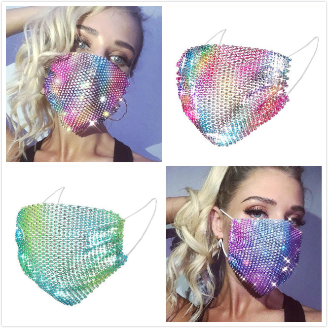 Bling Bling Sequins Rhinestone Protective Mask PM2.5 Dustproof Mouth Cover Washable Face Masks Fashion Bar dance earloop Nightclub Masks
