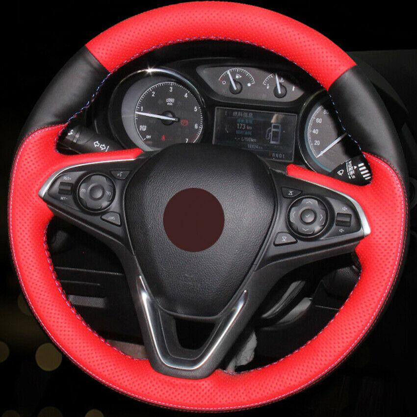 Hand-stitched Black Red Leather Car Steering Wheel Cover for Buick Envision