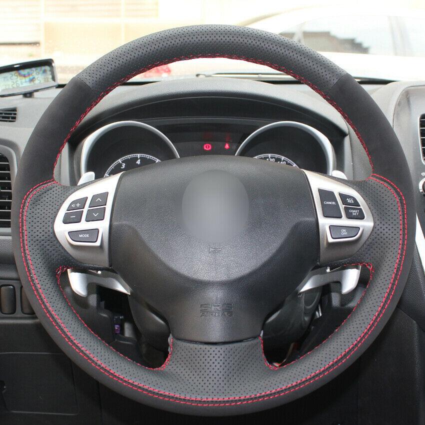 Black Leather Suede Car Steering Wheel Cover for Mitsubishi Lancer Outlander ASX