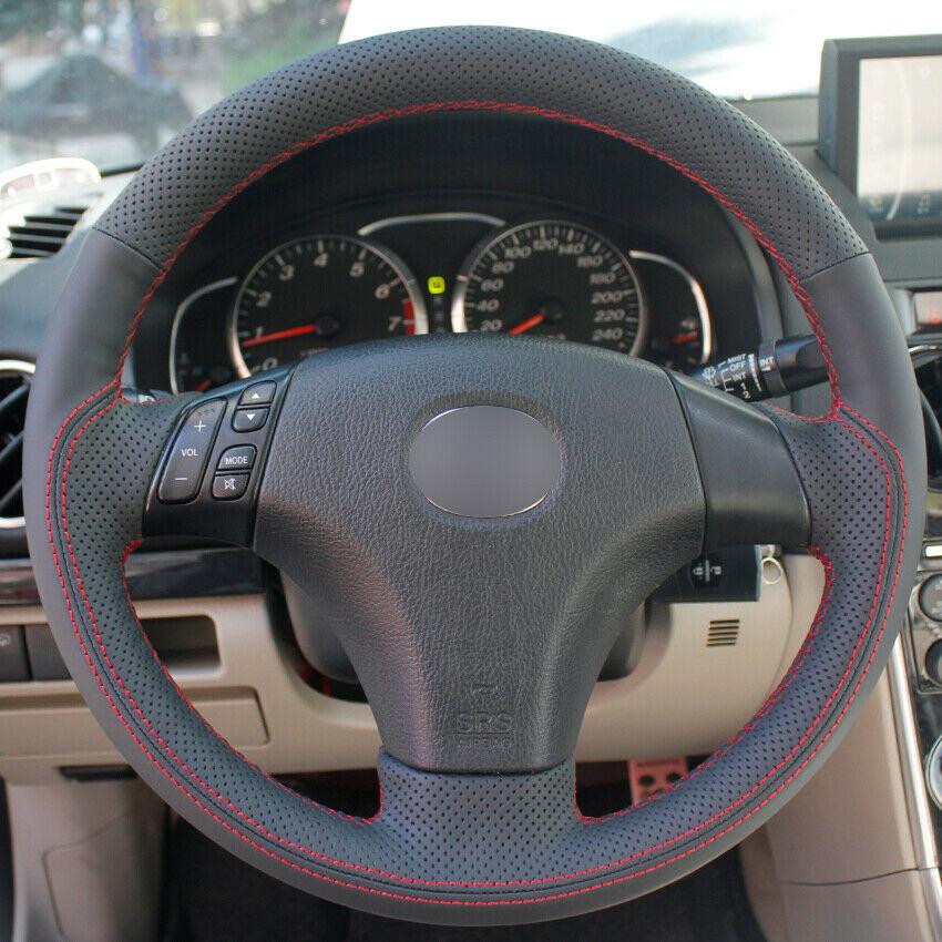 Black Leather Hand- stitched Car Steering Wheel Cover for Mazda 3 5 6 2003-09