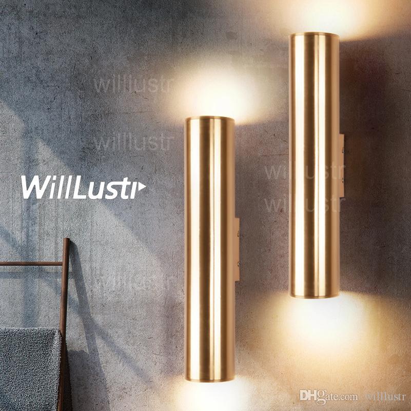 Modern LED wall lamp aluminum wall sconce metal lighting design lamps champagne gold tube light pipe minimalism lights