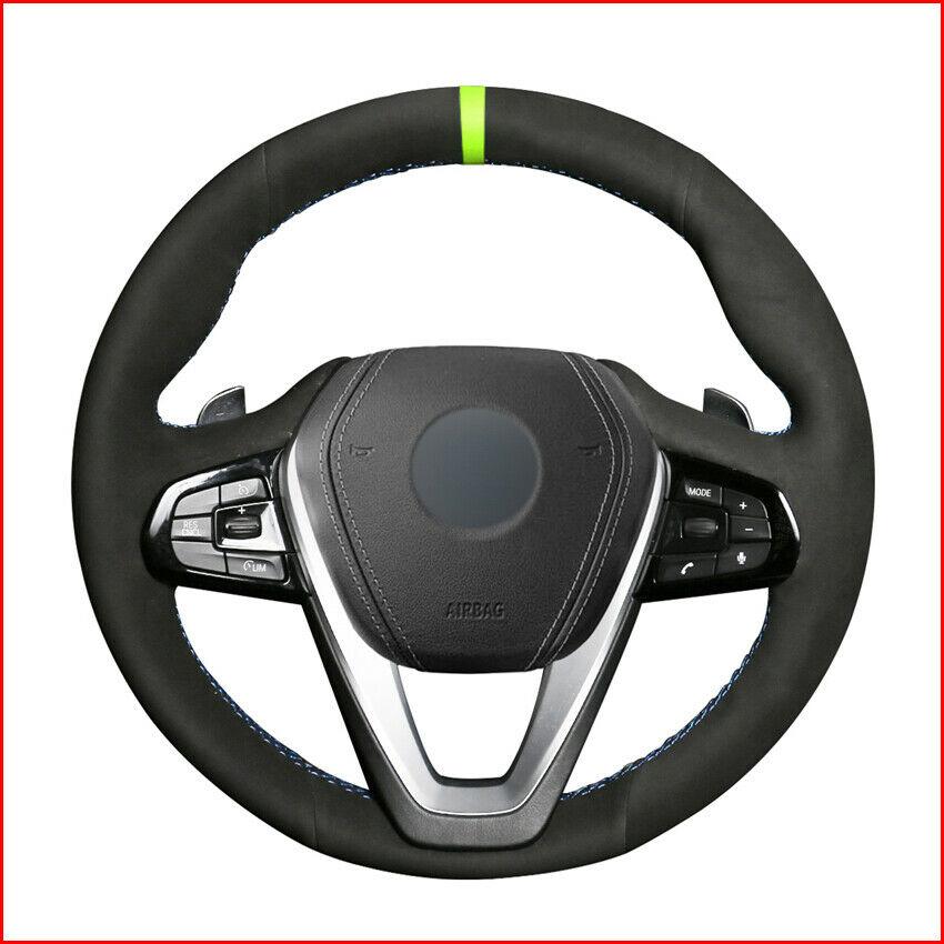 Custom Made Anti Slip Black Suede DIY Car Steering Wheel Cover for BMW G30 530i 540i 520d 530e 2016-18