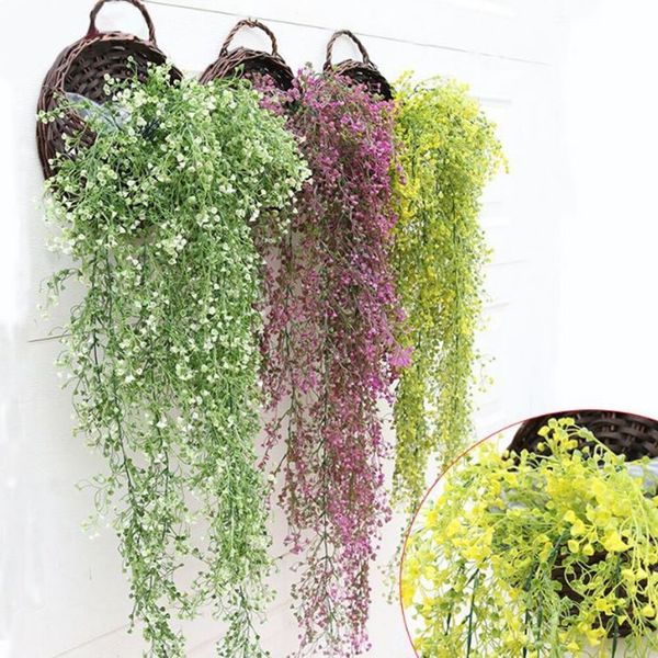 Artificial Hanging Ivy Fake Foliage Leaf Flowers Plants Pot Basket Garden Home Party Decor Realistic Wisteria Garland