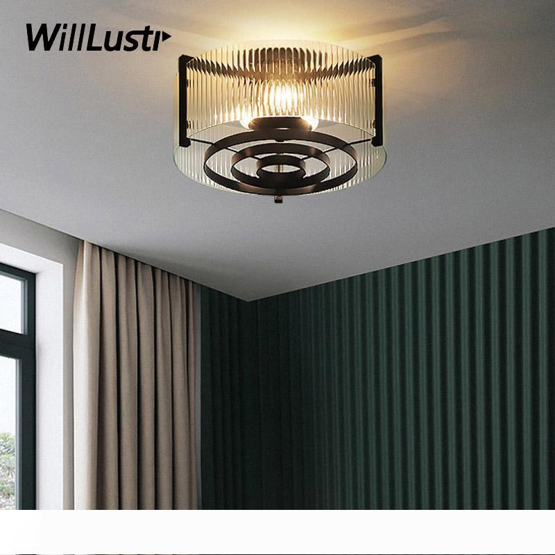 Retro Iron Ceiling Lamp American Style Glass Light Hotel Store Office Study Dining Living Room Bedroom Creative Luxury Lighting