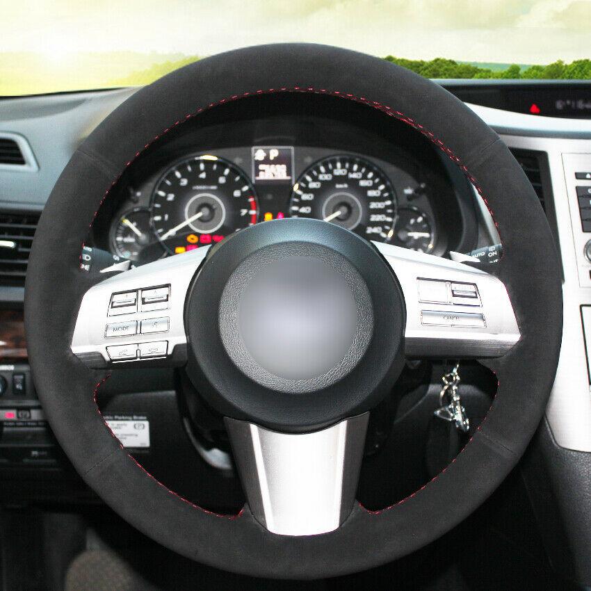 Black Suede Car Steering Wheel Cover for Subaru Outback 2012
