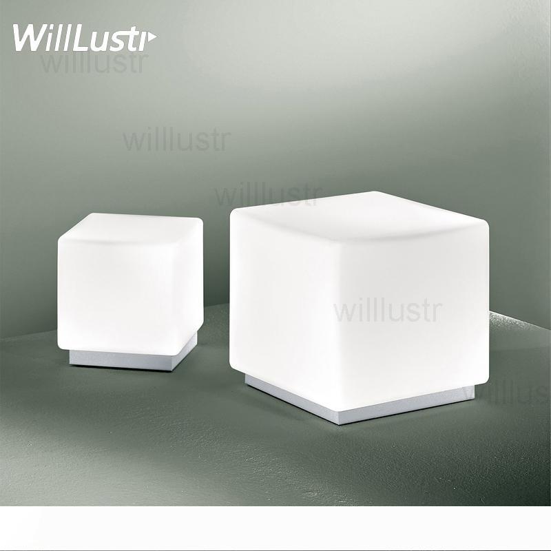 Modern Cubi table lamp Ufficio Stile Italy design lighting cubic milk white glass bedside bedroom study office sofa side Cube Desk Light