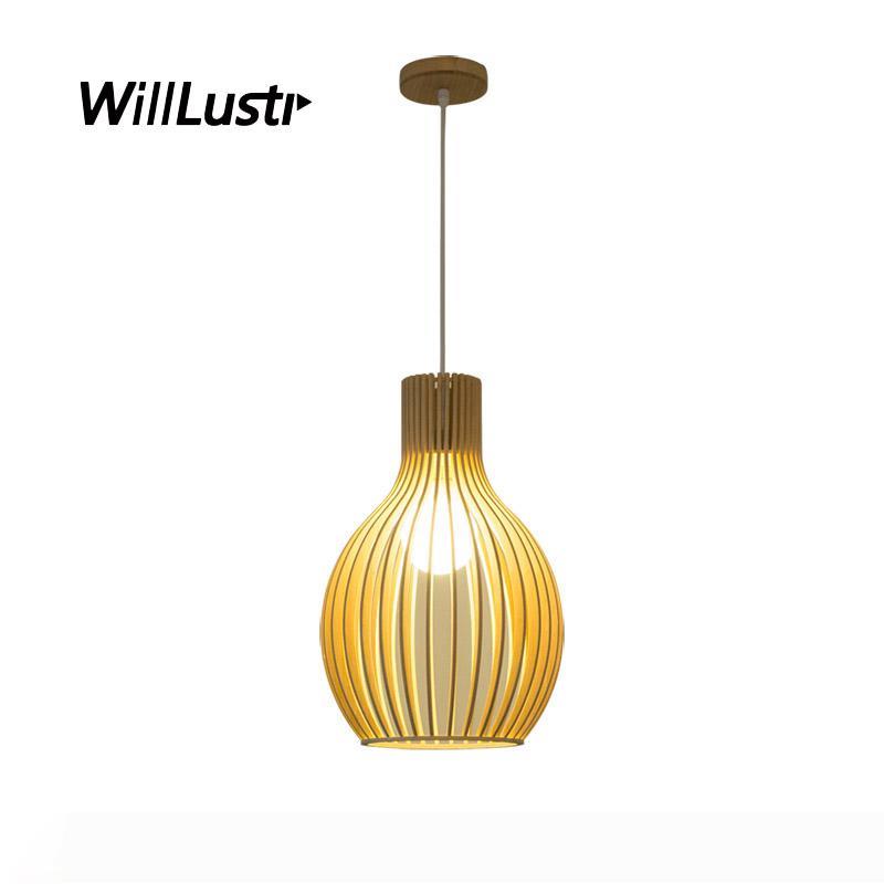 Creative Onion Bamboo Pendant Light Cage Wood Hanging Lamp Hotel Restaurant Sitting Room Bedroom Handmade Suspension Lighting