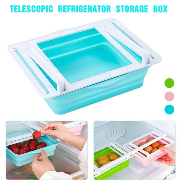 Fridge Drawer Organizer Telescopic Pull Out Refrigerator Storage Box Fridge Shelf Holder Storage Box MU8669