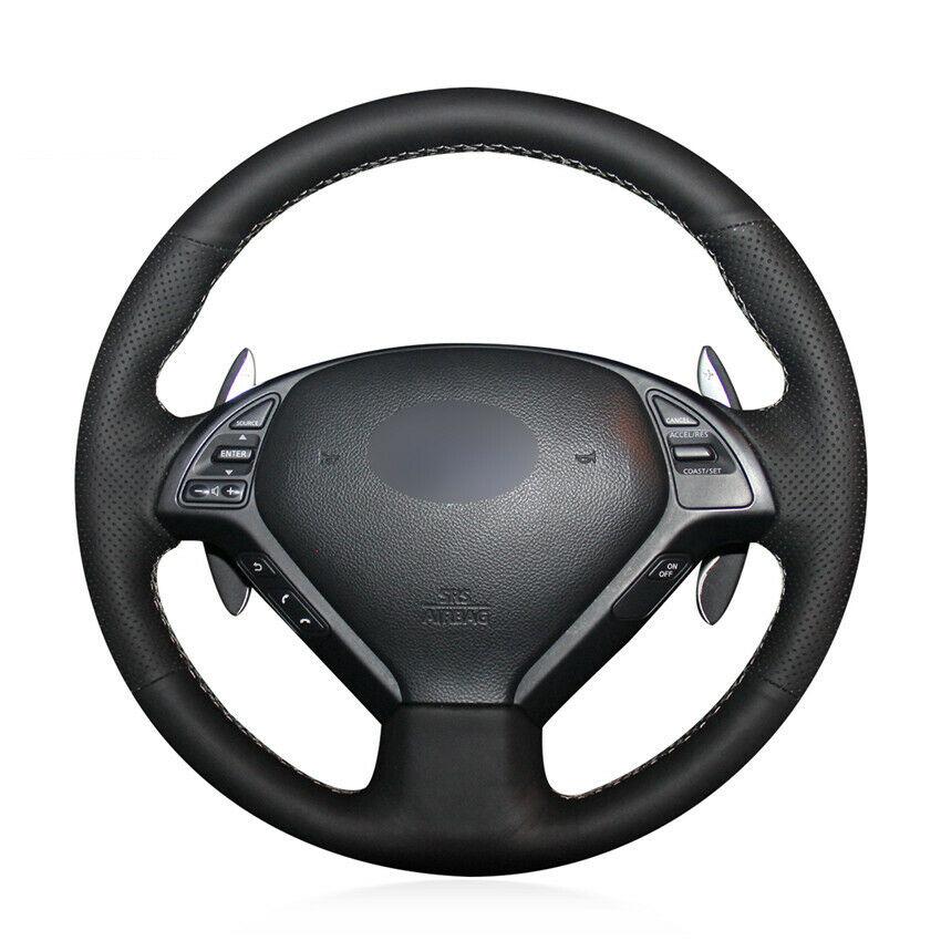 Custom Made DIY Anti Slip DIY Black Leather Car Steering Wheel Cover for Infiniti G25 G35 G37