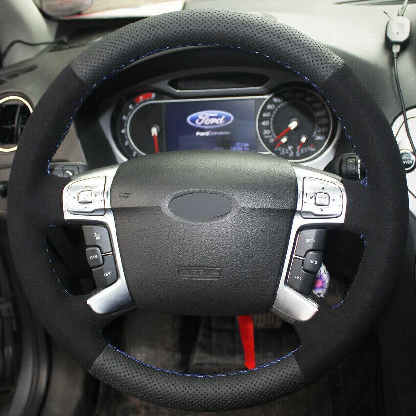 Custom Made Anti Slip Black Leather Suede DIY Car Steering Wheel Cover for Ford Mondeo 07-12 Mk4
