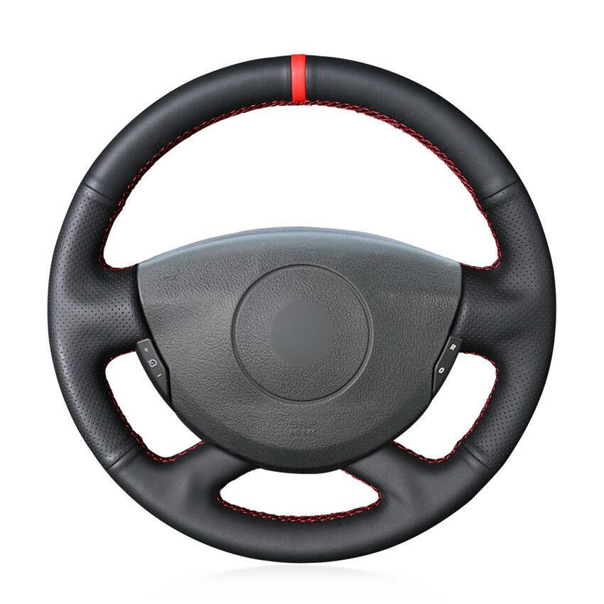 For Renault Laguna 2004 hand-sewn steering wheel cover black artificial leather